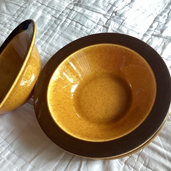 SET OF 6 HOMER LAUGHLIN DECO-STONE HEARTHSIDE RIMMED SOUP/CEREAL BOWLS - Picture 2 of 12